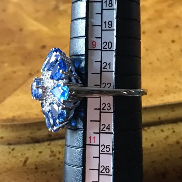 Natural Blue Kyanite Sterling Silver Cocktail Ring Size 10 - Picture 4 of 9